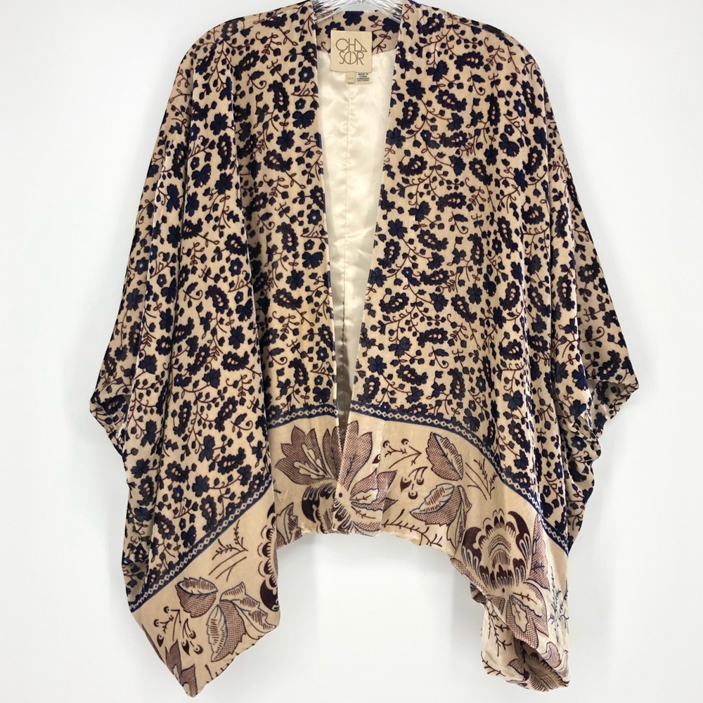 Chaser Velvet & Silk Purple Floral Kimono Size Small - Picture 2 of 8